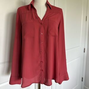 Express Women's Burgundy Button-Down Shirt